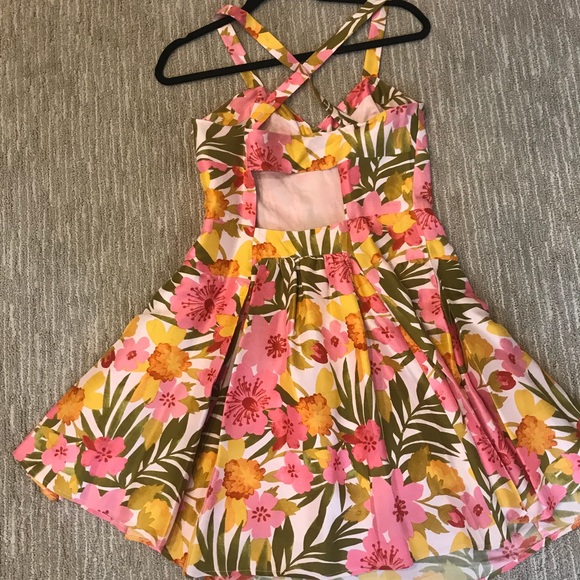 NWOT Silk fit and flare dress in tropic print - Picture 7 of 8